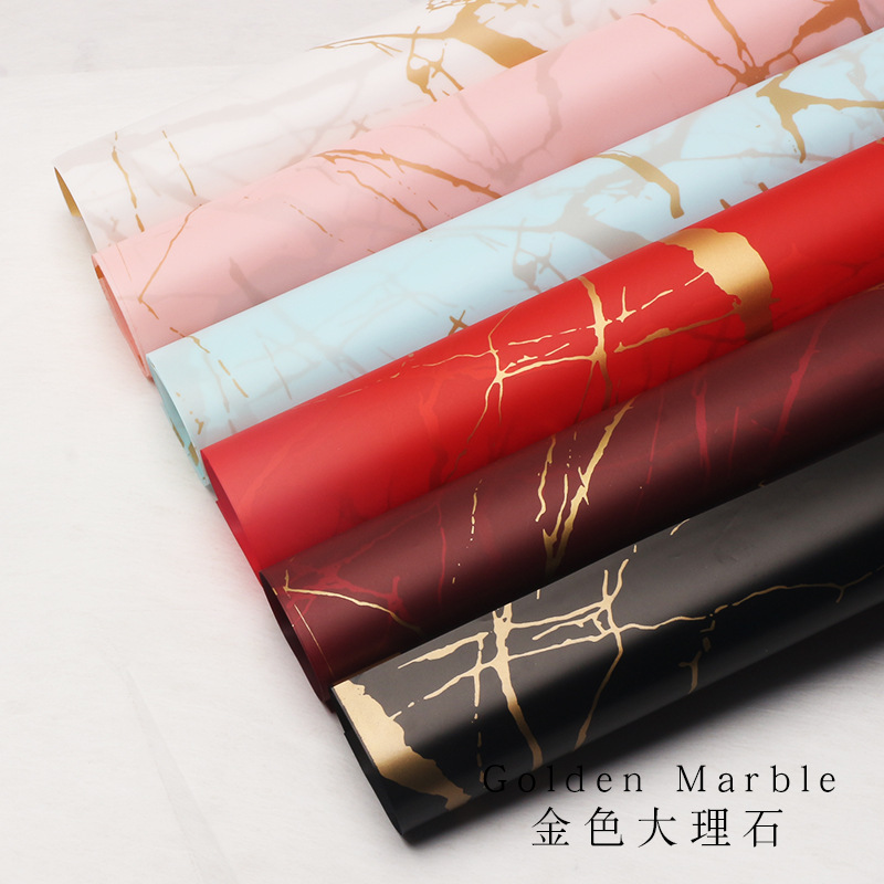 Golden Marble Pattern Thickened Waterproof Flower Wrapping Paper Fog Paper Flower Wrapping Paper Hansu Flower Wrapping Paper Wholesale