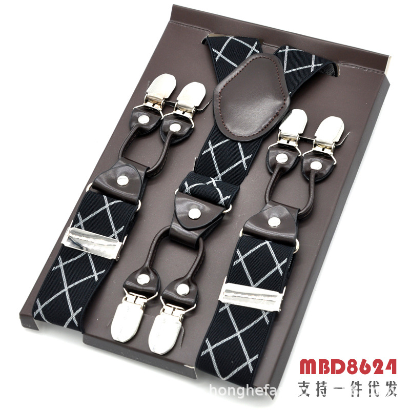 Picture of Cross-Border Supply Men's Suspenders Six-Clip Suspenders Elastic Adjustable Fat People Suspenders Men and Women Suspenders