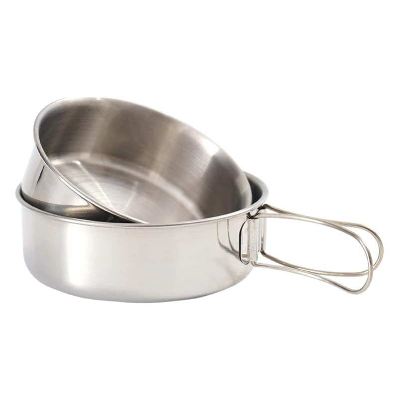Outdoor 304 Stainless Steel Bowl Set Portable Mini Folding Bowl Mountaineering Backpacker Camping Small Steel Bowl Tableware 2-piece Set