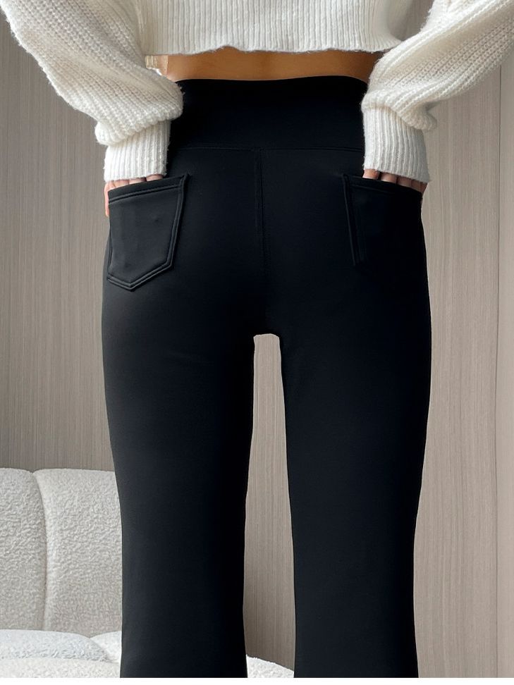Picture of Flared Pants with Back Pockets, Barbie Pants, Tummy Control Leggings for Women, Autumn and Winter Style, Can Be Worn Outside, Shark Pants with Pocket Design