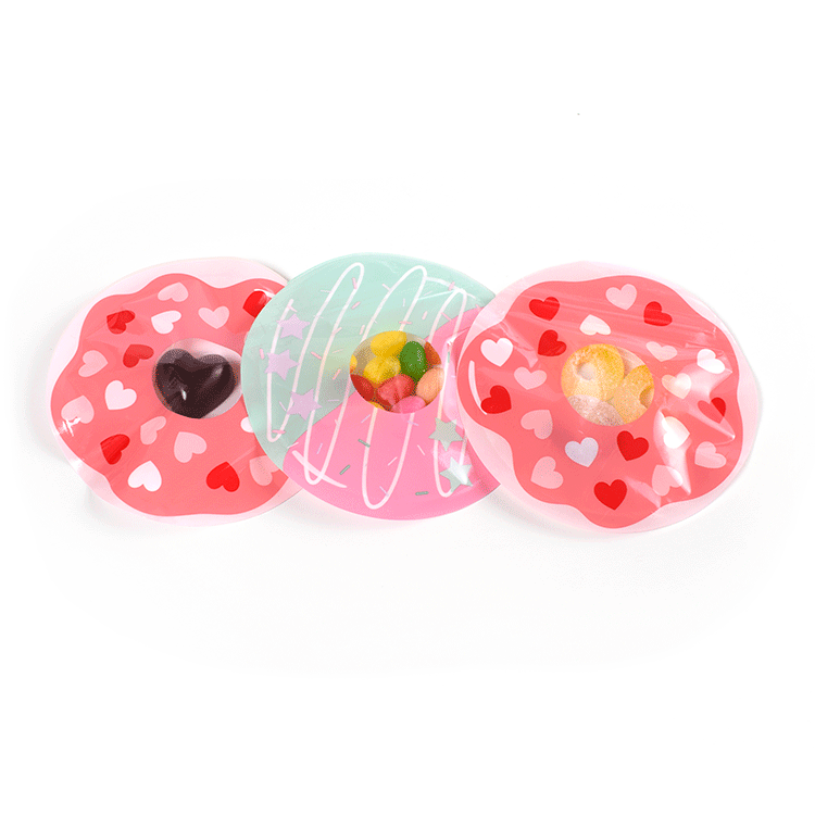 Round donut packaging ziplock bag cute cartoon mini gift small gift creative ziplock bag 10 PCs/bag