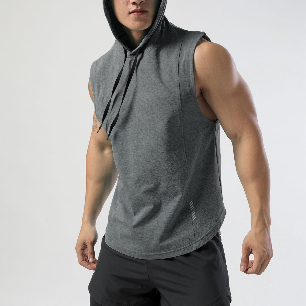 Picture of Adult Hooded Sleeveless T-Shirt Men's Sports Casual Quick-Drying Clothing Fitness Running Boxing Training Vest Sports Trend