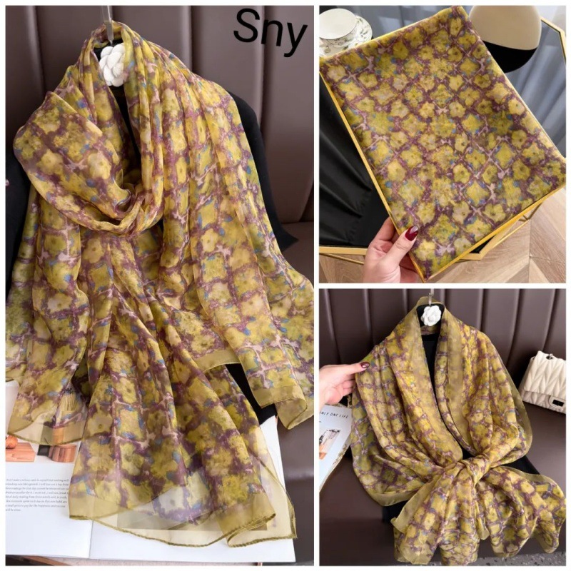 Picture of Spring and Summer New Soft Yarn Sunscreen Shawl Summer Thin Imitation Silk Long Silk Scarf Fashion Printed Flower Scarf