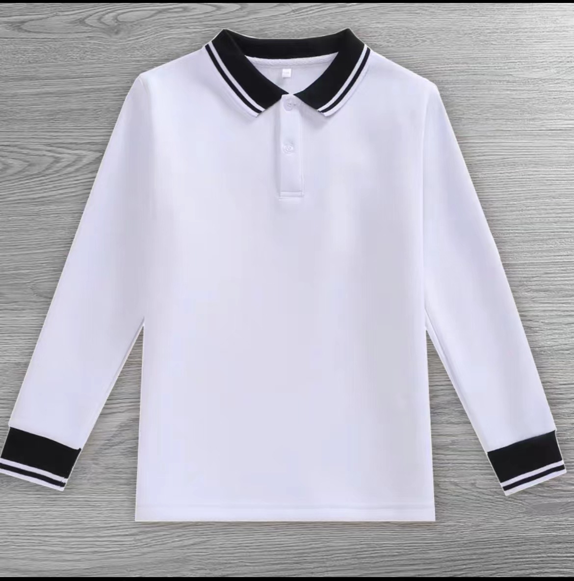 Picture of Boys' polo shirt long sleeve T-shirt children's cotton school uniforms girls lapel garden clothes White bottoming shirt a generation of hair