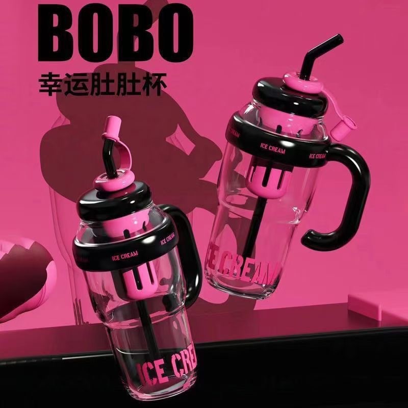 New Big Mac Ice Cup Large Capacity Water Cup Summer High Color Value Straw Big Belly Cup High Temperature Portable Plastic Cup