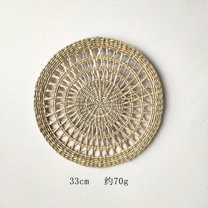 Picture of Bohemian style straw wall decoration living room background wall decoration ethnic round hanging decoration sofa bedside hanging decoration