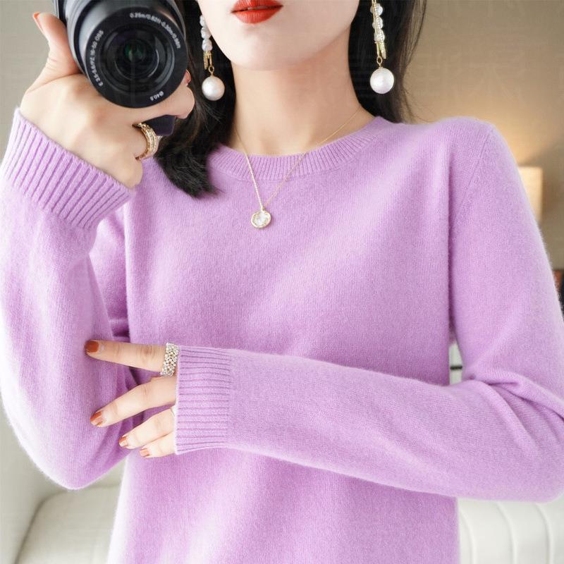 Picture of New Autumn and Winter Round Neck Knitwear Women's Pullover Knitwear Pure Color Long-Sleeved Women's Thin Inner Short Bottoming Shirt