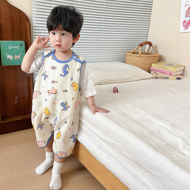 Picture of Baby Vest Sleeping Bag Summer Thin Gauze Pure Cotton Baby Kick-proof Sleeveless Children's Pajamas Air-conditioned Room Anti-cold