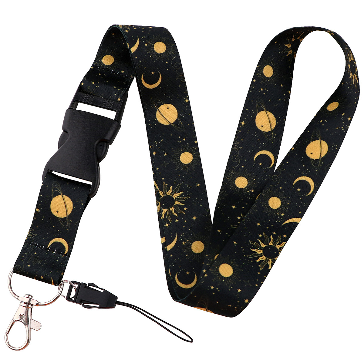Picture of Buckle Rainbow Butterfly Moon Lanyard Card Set Ribbon Student Hanging Rope Cartoon Animal Combination Work Card Mobile Phone Rope