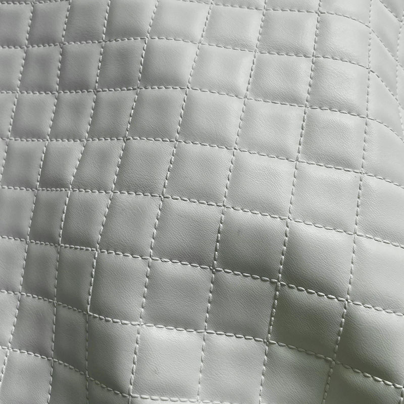 Lamb Pattern Imitation Embroidery PVC Diamond Plaid Embossed High Quality Nipping Bottom Clothing Cosmetic Bag Luggage Leather Fabric