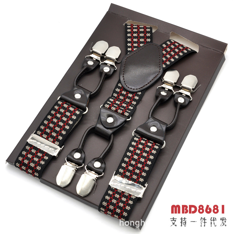 Picture of Cross-Border Supply Men's Suspenders Six-Clip Suspenders Elastic Adjustable Fat People Suspenders Men and Women Suspenders