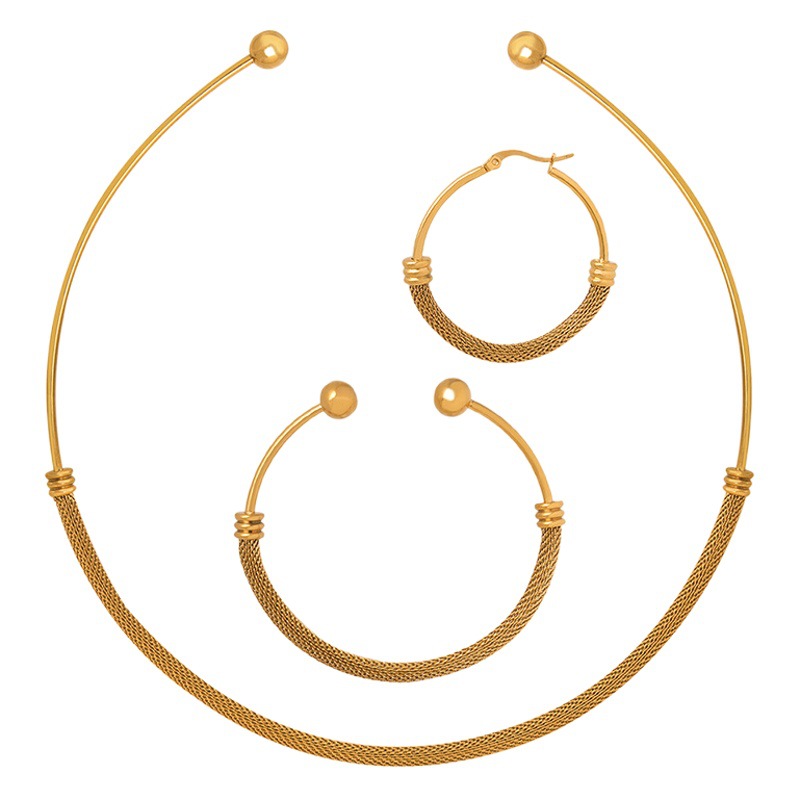 New Chinese antique cross-border foreign trade popular circle woven bracelet necklace jewelry suit earrings earrings for girls