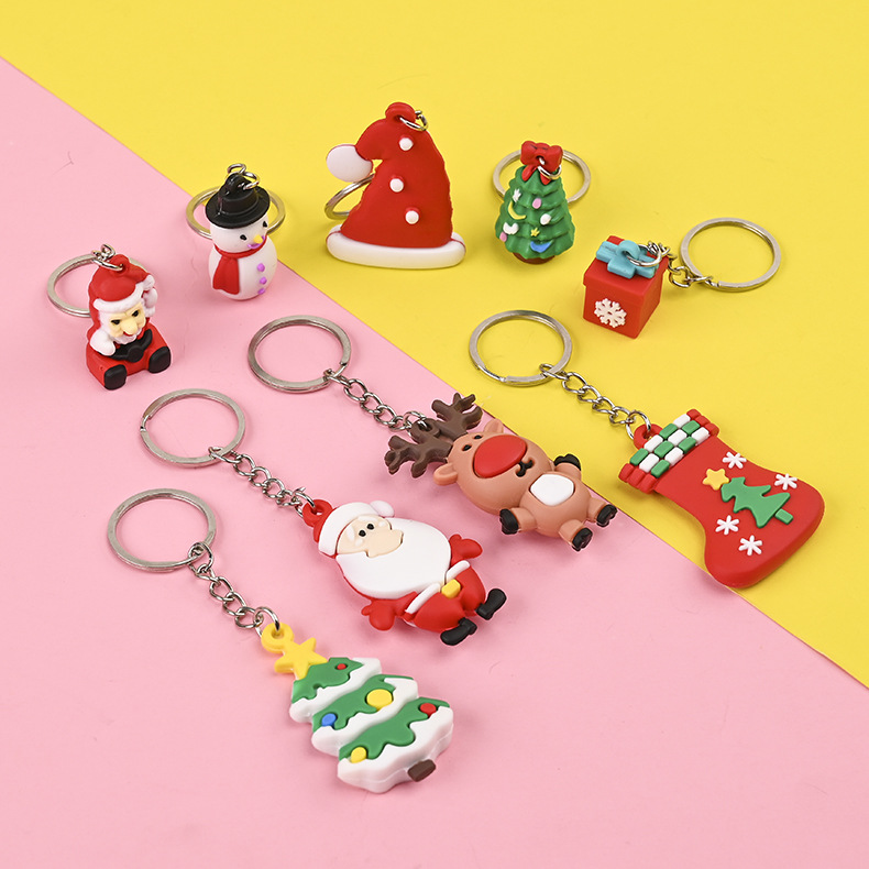 Cross-border new keychain creative pendant Christmas series snowman elk stereo doll spot wholesale