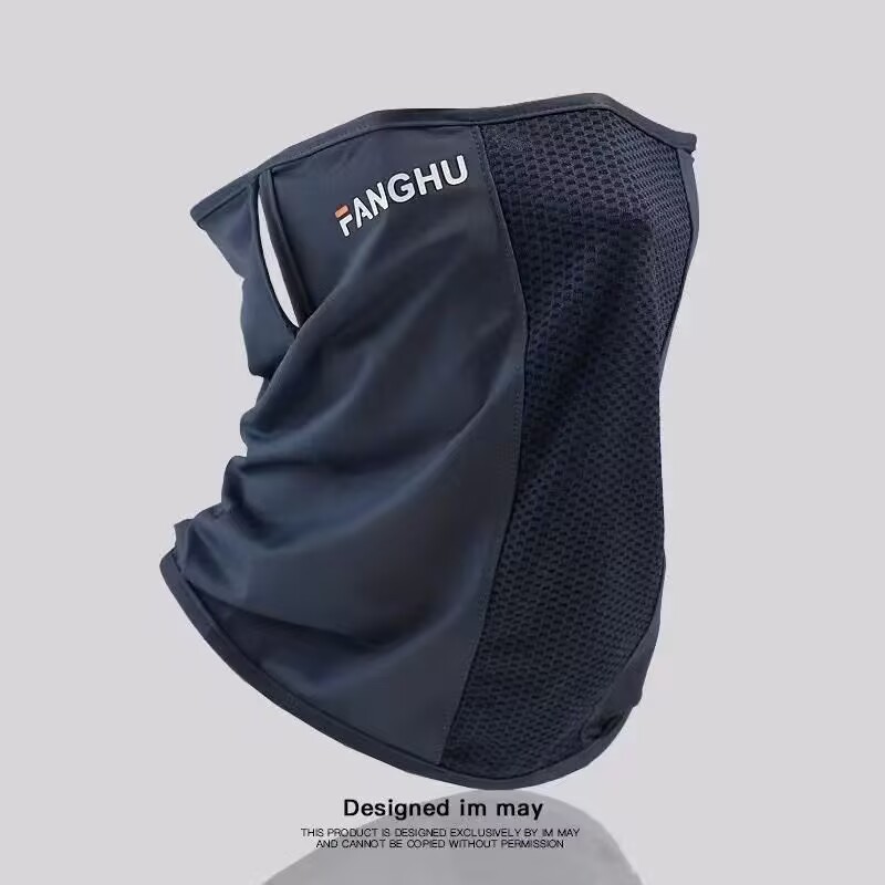 Breathable Riding Sunscreen Mask Full Face Mask Neck Protection UV Protection Thin Women's Ice Silk Summer Ear-Hanging Face Cover