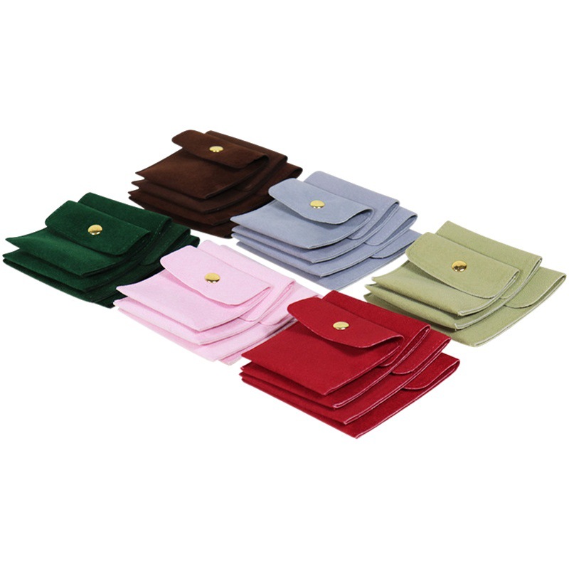 Double-sided Bead Fleece Snap Bag Metal Buckle Ring Necklace Handstring Jewelry Storage Bag Cultural Play Jewelry Bag