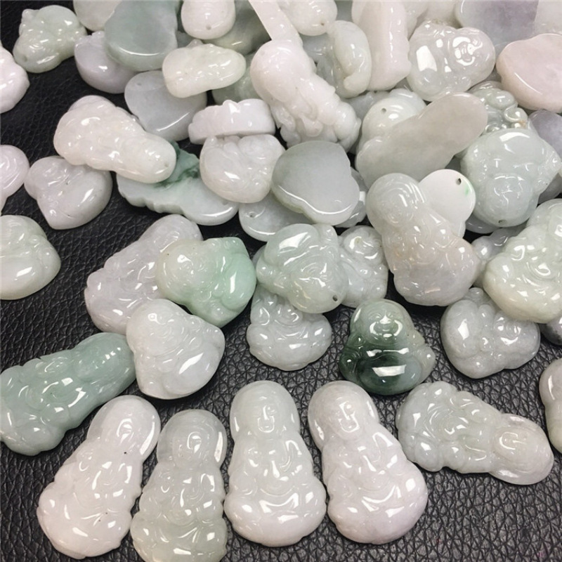 Natural A Goods Jade Guanyin Beans Buddha Jade Pendant Pendant Yu Pei Men's Necklace Women's Jade Cordless