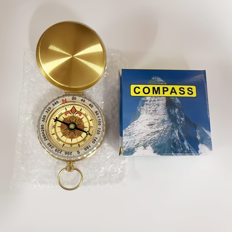 Picture of Factory wholesale G50 outdoor brass compass laser flip cover retro compass north luminous pocket watch compass
