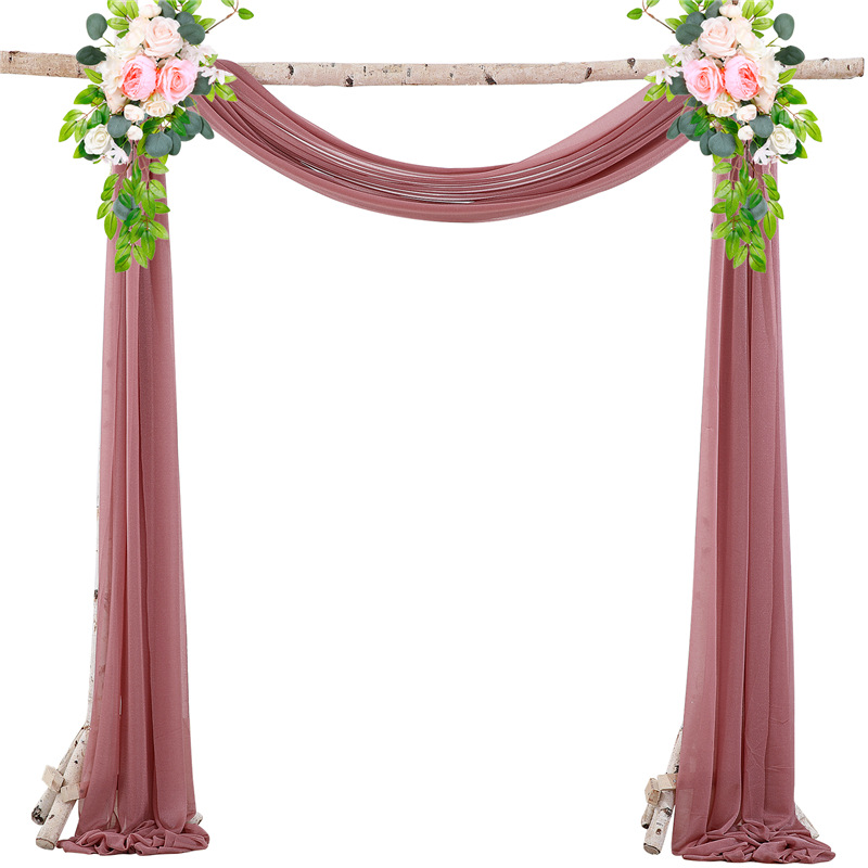 Picture of Cross-Border Popular Wedding Forest Lawn Outdoor Arch Decoration Wedding Arrangement Curtain Pearl Chiffon Gauze Curtain
