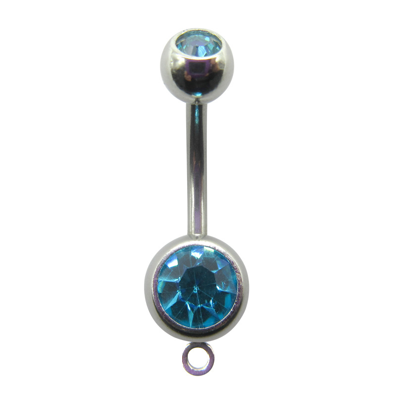 Picture of Meier Stainless Steel Double Diamond Umbilical Ring with Diamond Navel Buckle Cross-border Human Puncture Jewelry with Diamond Navel Nail