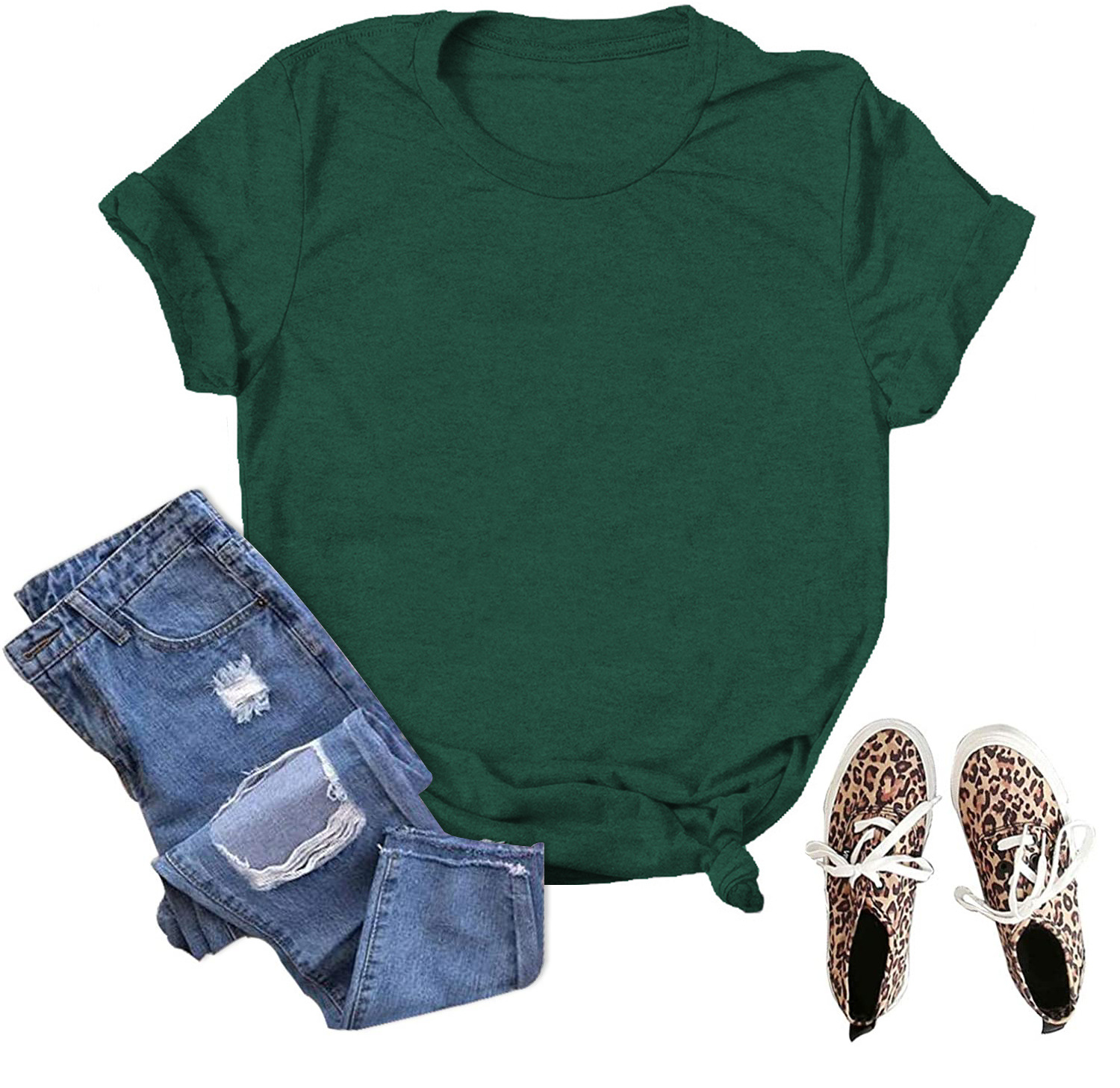 Picture of Spot wholesale foreign trade cross-border solid color blank loose large size T-shirt short sleeve men and women with Amazon wish