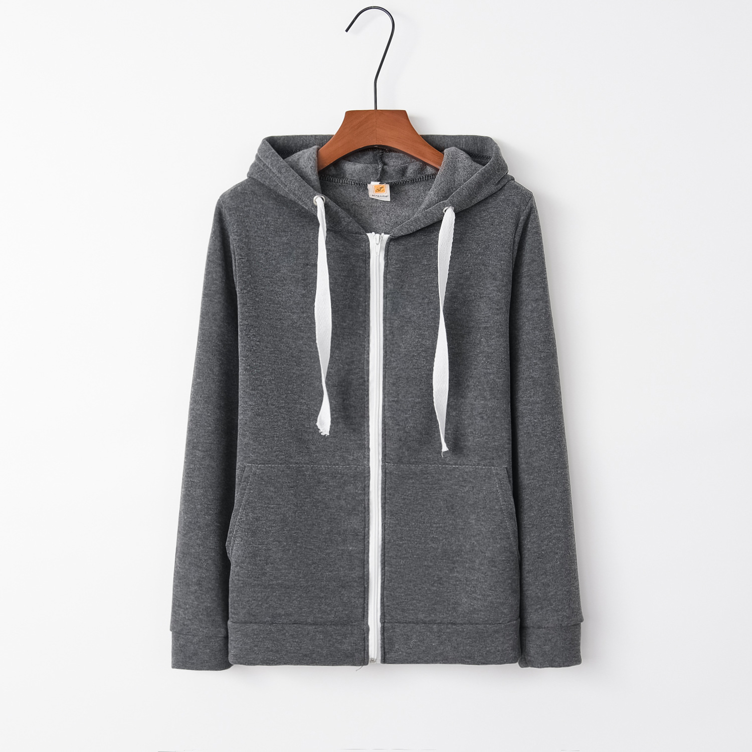 Amazon AliExpress Hot Hooded Zipper Sweater Jacket Long Sleeve fleece-lined Sweater Cardigan Jacket