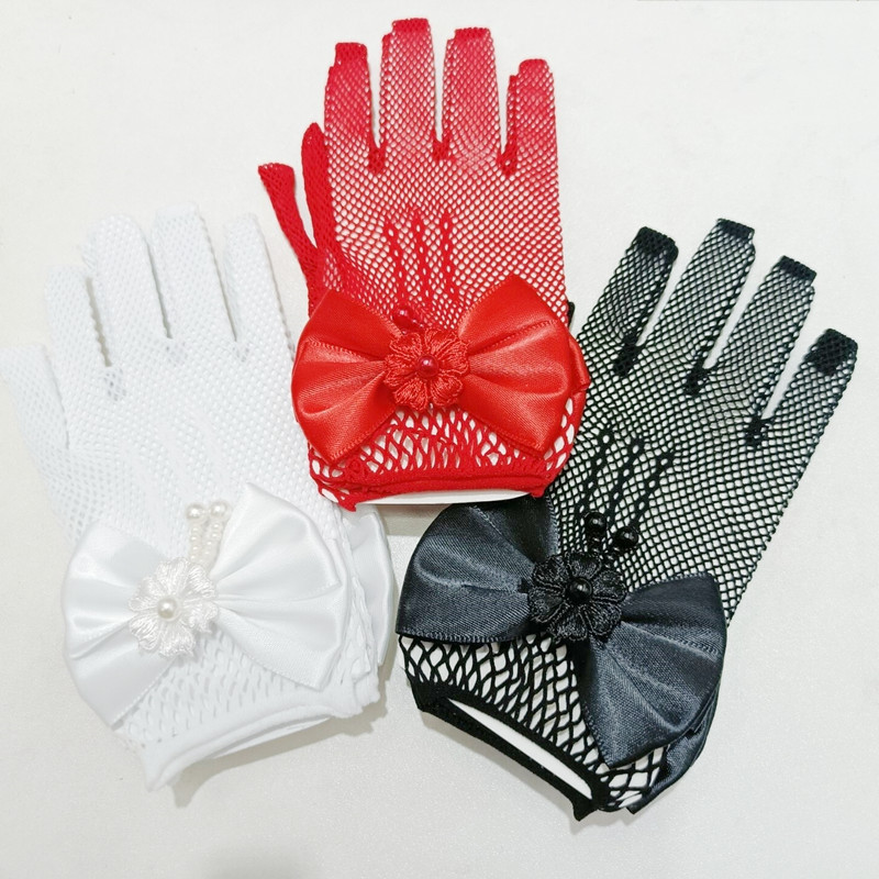 Picture of Bride Wedding Girl Gloves Lace Short Finger Gloves Children Wedding Decorative Dress Children Gloves Wholesale