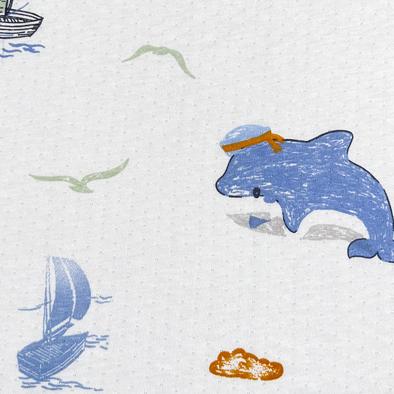 Picture of Cool Bamboo Fiber Fabric Jacquard Idea Fabric Cartoon Printed Baby Sweatshirt Short Sleeve Anti-mosquito Pants T-shirt Fabric