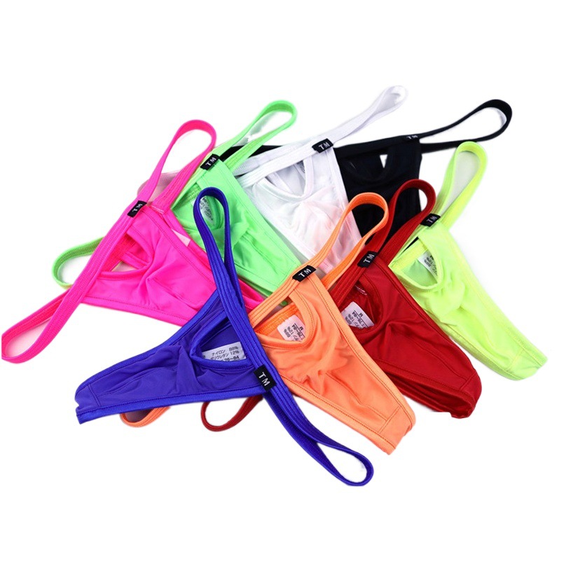 New men's underwear sexy hollow-out solid color thong small sexy low waist underwear bullet separation men's underwear