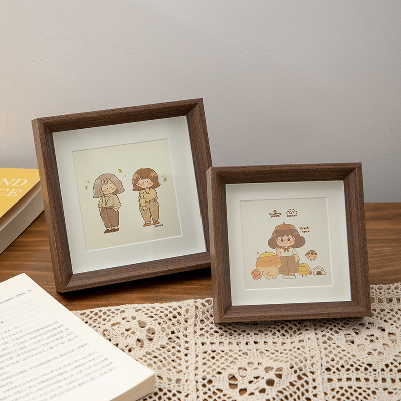 Picture of Wooden Square Small Photo Frame Platform ins Style Mini Photo Frame Ornaments 4 Inch 5 Inch 6 Inch Picture Frame Hollow Photo Frame Wholesale