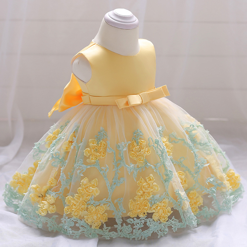 Picture of New summer European and American Princess flower sleeveless mesh baby dress cotton dress children's dress spot