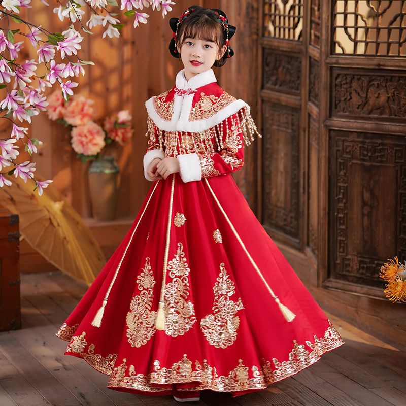 Girls' Hanfu dress Winter Ancient Clothes New Winter New Style Children's Tang Suit Chinese Style Girls' New Year Clothes