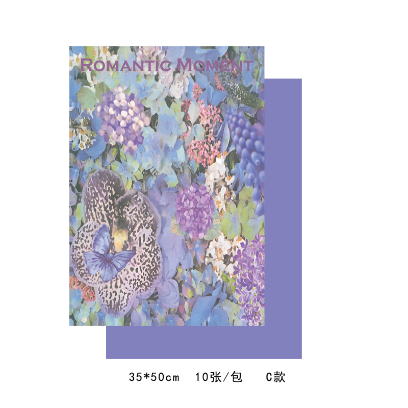 Picture of Ximeng Garden oil painting wrapping paper purple double-sided printing high-grade flower bouquet wrapping paper manufacturers wholesale