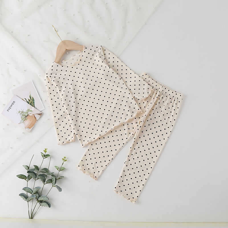 Picture of Children's Pajamas Summer Thin suit Dot Western Girl's Summer Two-piece Home Clothes Children's Air-conditioning Clothes Women