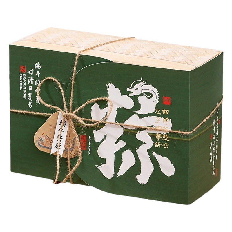 New Dragon Boat Festival Large Imitation Bamboo Zongzi Packaging Box High-end Chinese Duck Egg Native Specialty Tea Hand Gift Box