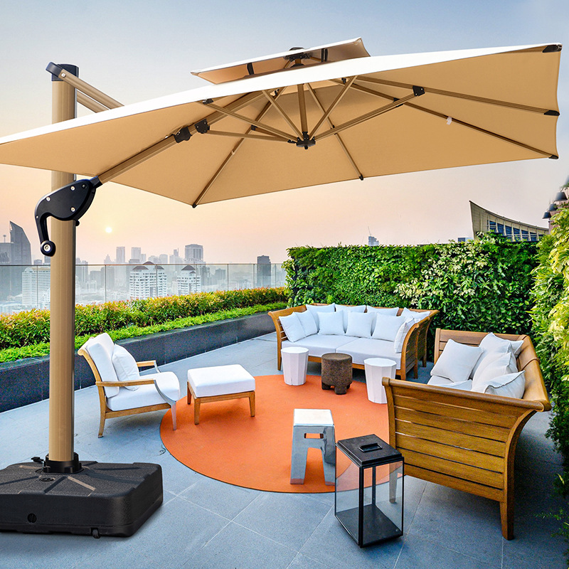 Outdoor Parasol Courtyard Umbrella Large Sun Umbrella Solar Powered Villa Garden Open-Air Balcony Shop Roman Umbrella