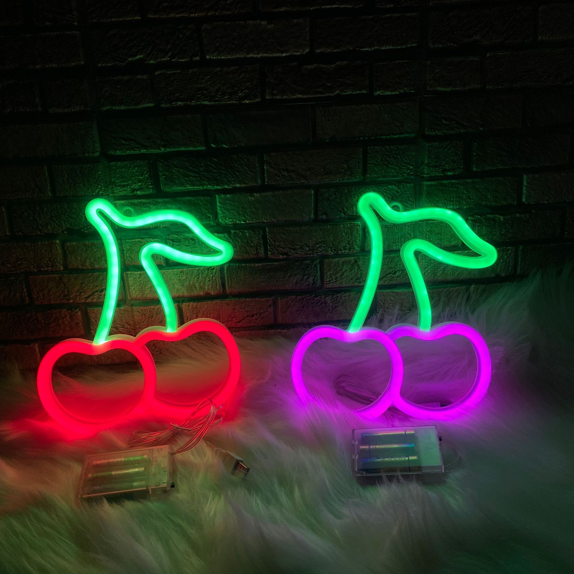 Cross-Border led Cherry neon modeling lamp girl heart bedroom layout ins creative room decoration hanging lamp