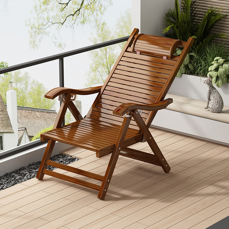 Recliner Lunch Break Folding Chair Balcony Home Leisure Lazy Chair Office Reclining Chair Bamboo Chair