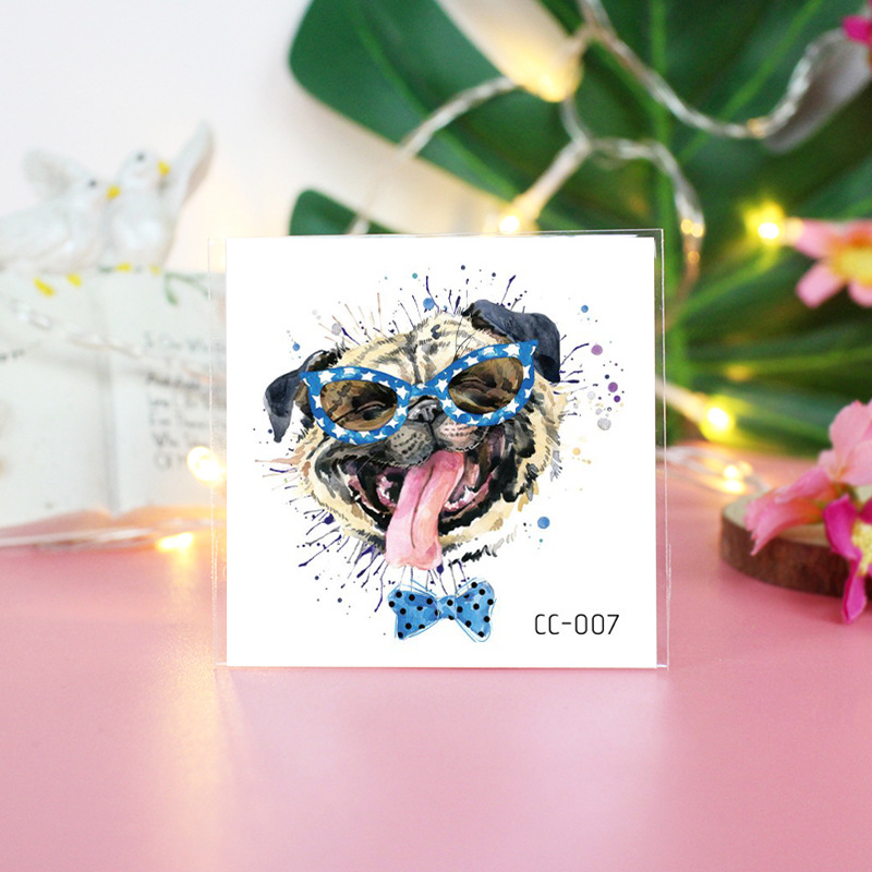 Picture of Cat and Dog Tattoo Stickers Waterproof Girls/Kidsren Cute Little Stickers Cartoon Animal Pet Tattoo Stickers