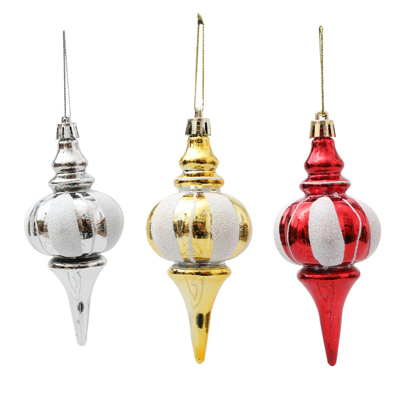 Christmas tree decorations electroplated plastic painted ball atmosphere cloth cross-border supply chain wholesale Christmas gourd pendant