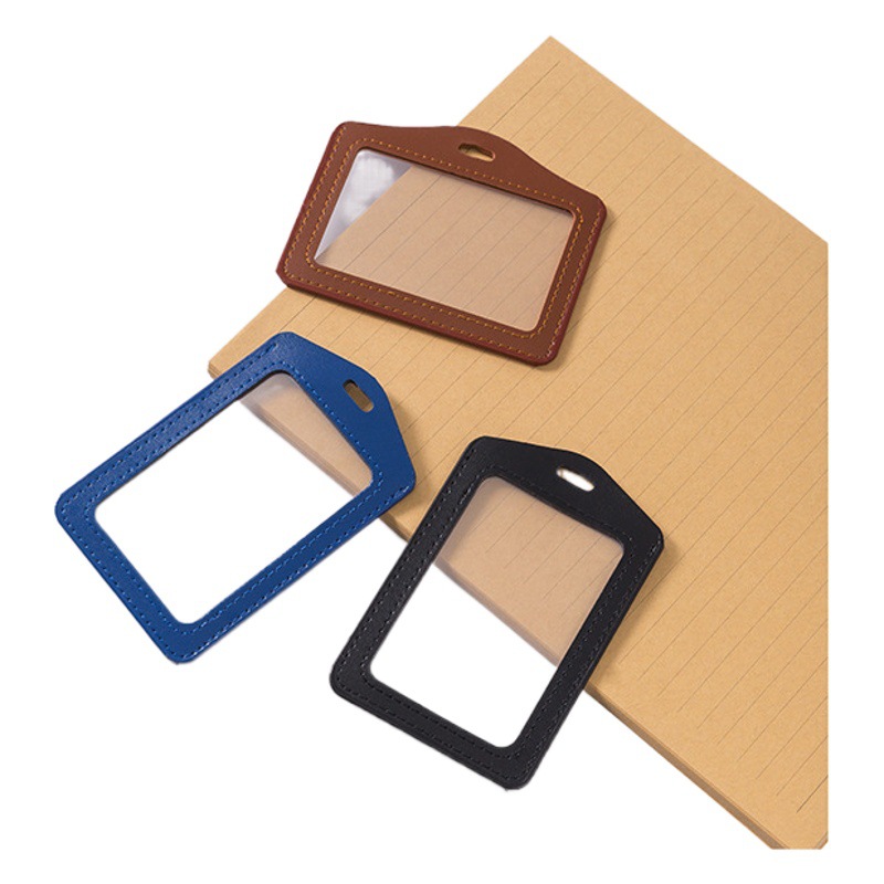 Small wholesale business fashion PU material double-sided HD transparent employee ID card set