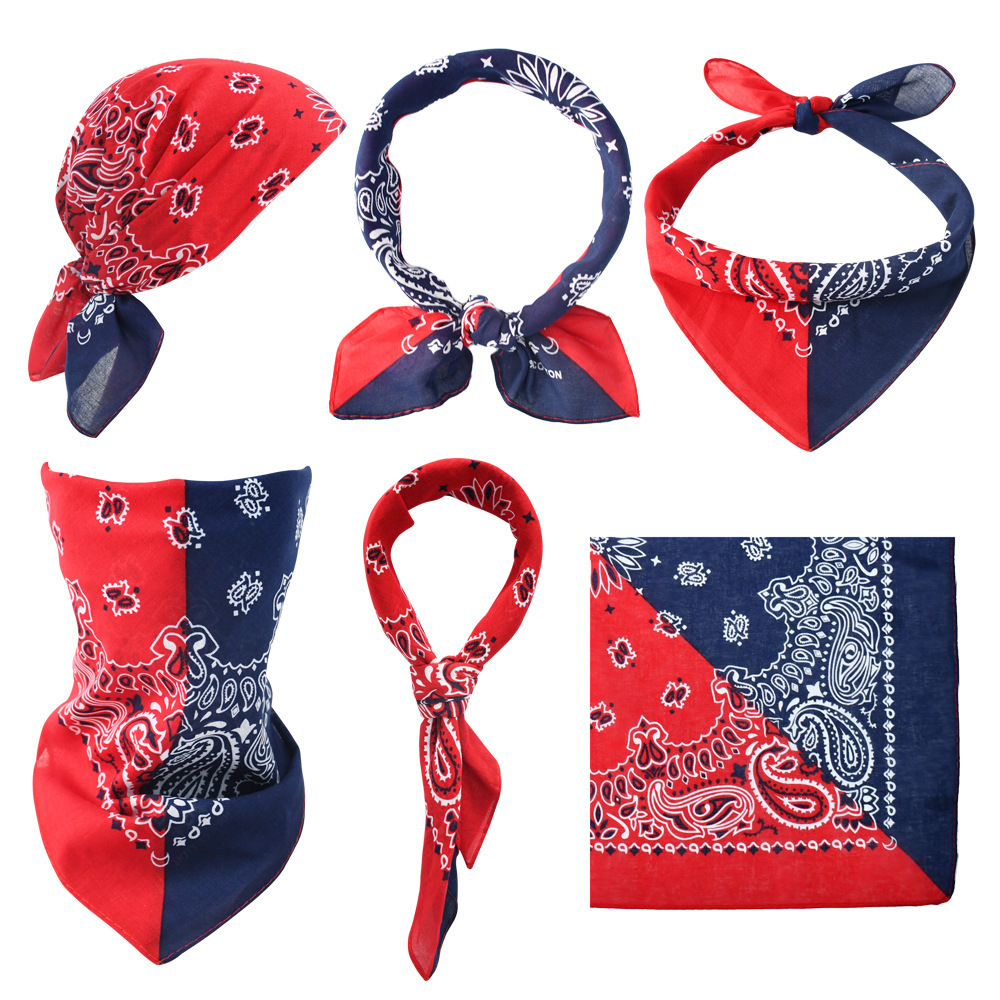 Picture of Amazon Hip Hop Contrast Color Double Cashew Flower Outdoor Headscarf Paisley Cotton Street Dance Joker Square Wholesale