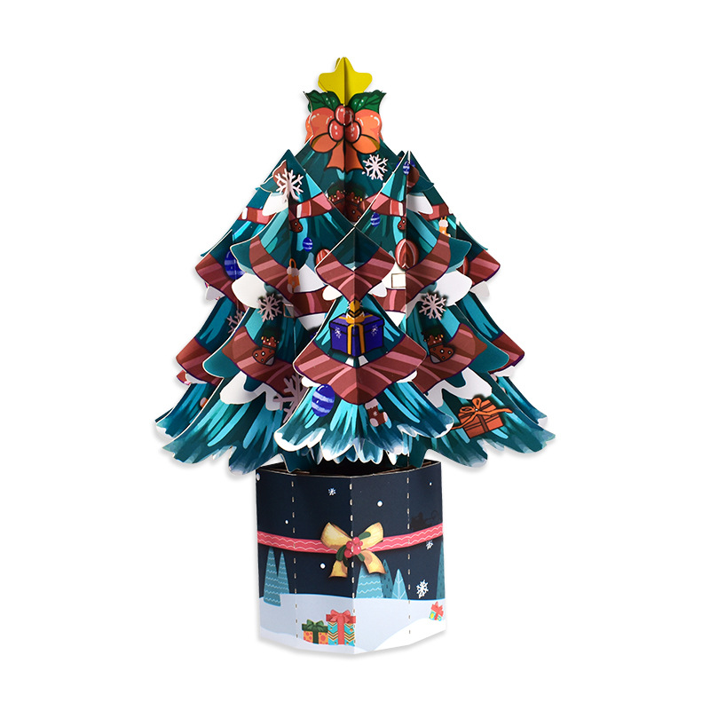 Picture of New Creative Amazon Cross-Border 3D Greeting Card Holiday Greetings Handmade Card Color Printed Christmas Lettering