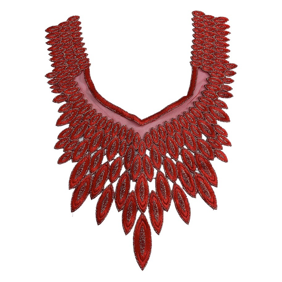 Mesh Stitching New Cheongsam Collar Garment Flower Embroidered Cloth Sticker Garment Applique Gold Line suit Water Soluble Collar Flower