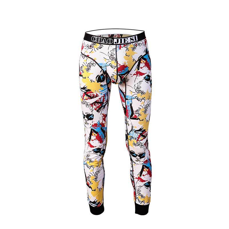 Picture of Men's long johns warm pants thin personalized youth bottoming line pants slim pants winter trendy cotton wool pants