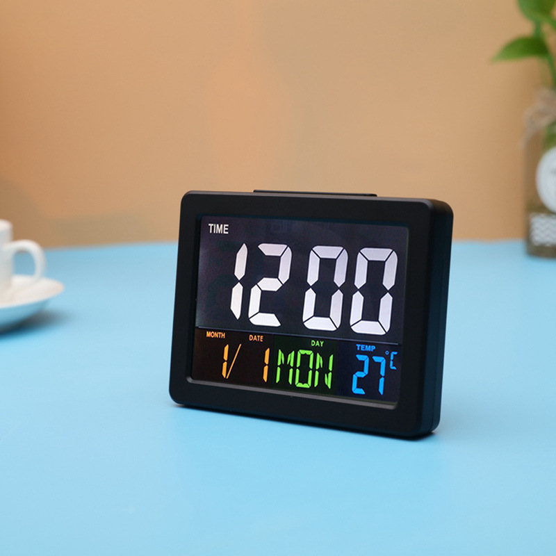 Picture of Color large screen LCD electronic clock desk clock with temperature alarm clock student alarm clock G2000 redisplay