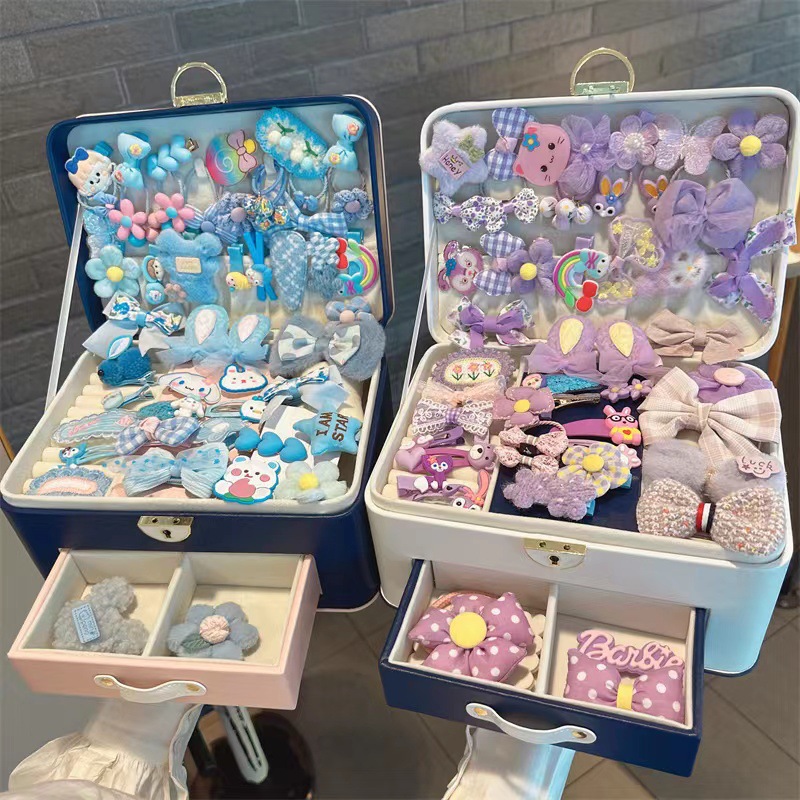 Korean High-end Children's Hair Accessories suit Gift Box Girl's Hair Card Headwear Storage Box Princess Birthday Gift Jewelry Box