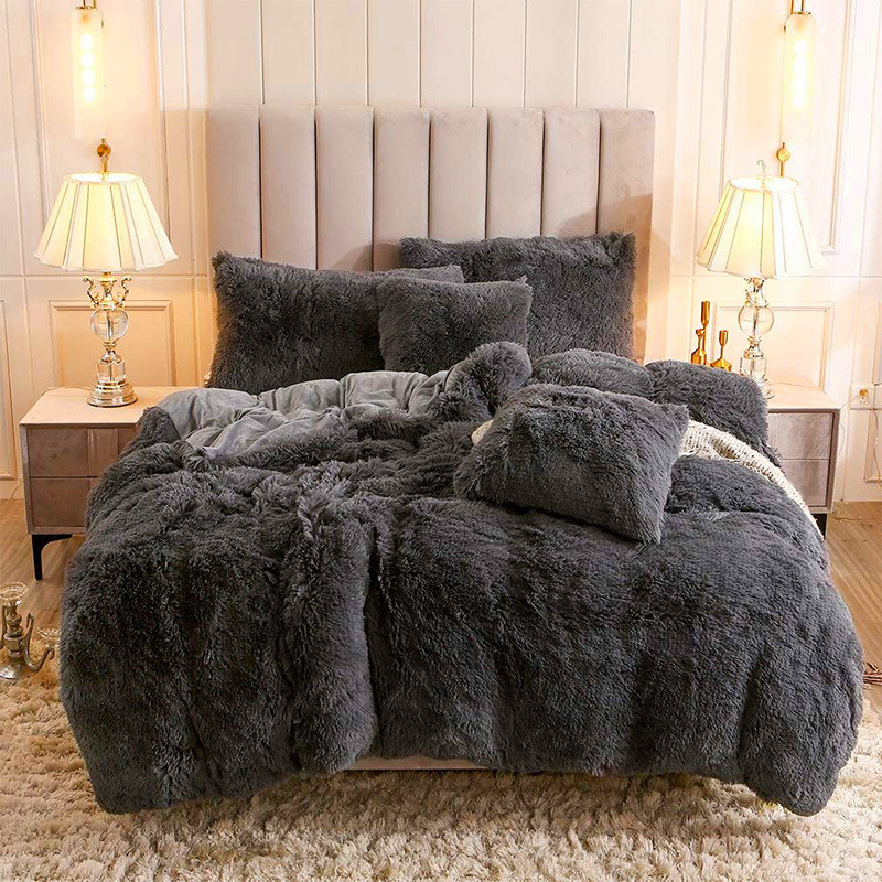 Cross-border Amazon mink velvet quilt cover three-piece plush winter quilt four-piece European and American bedding wholesale