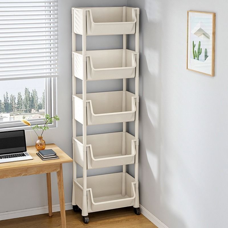 Movable bookshelf storage rack children's toy storage rack multi-layer household cart with wheels floor-standing simple bookcase