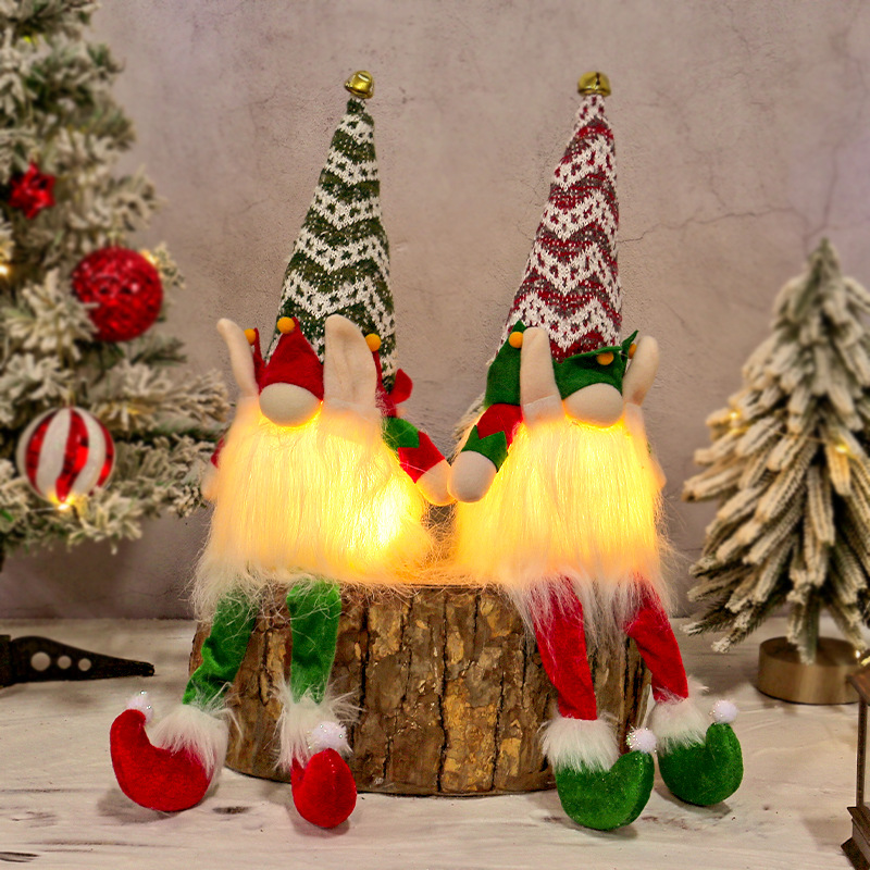 Cross-Border New Product Christmas Decoration Christmas Elf Illuminated Rudolph Doll Christmas Faceless Doll Doll