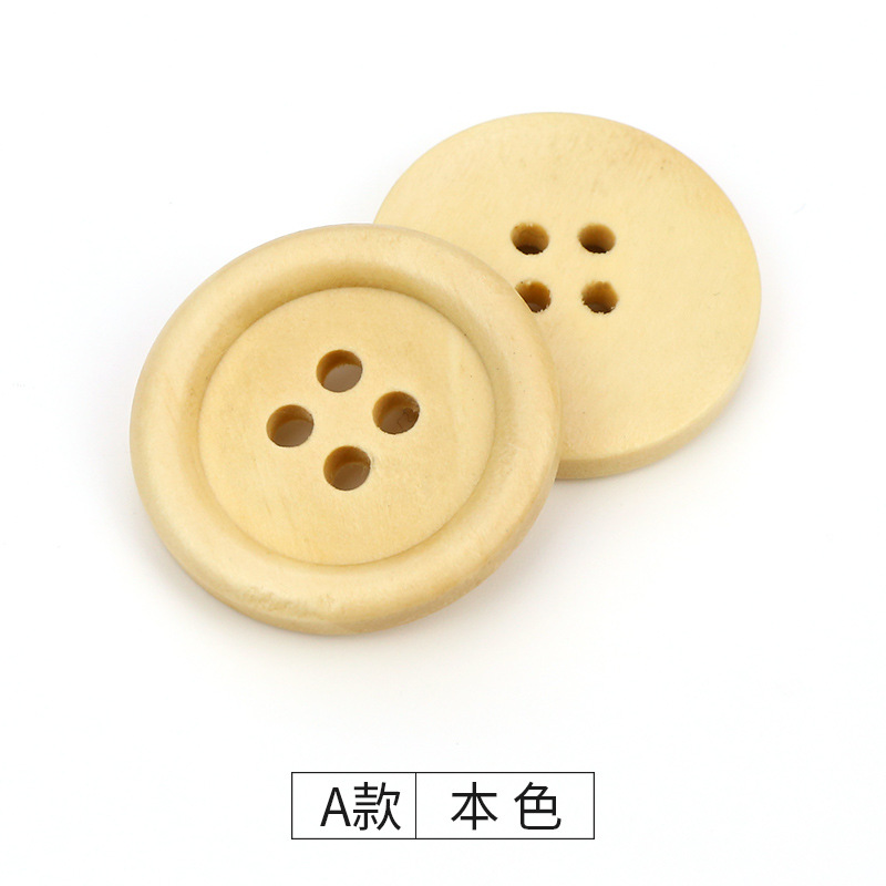 Picture of Cida manufacturers supply wood buttons 9mm -38mm four-eye fine edge buckle sweater round children's DIY accessories